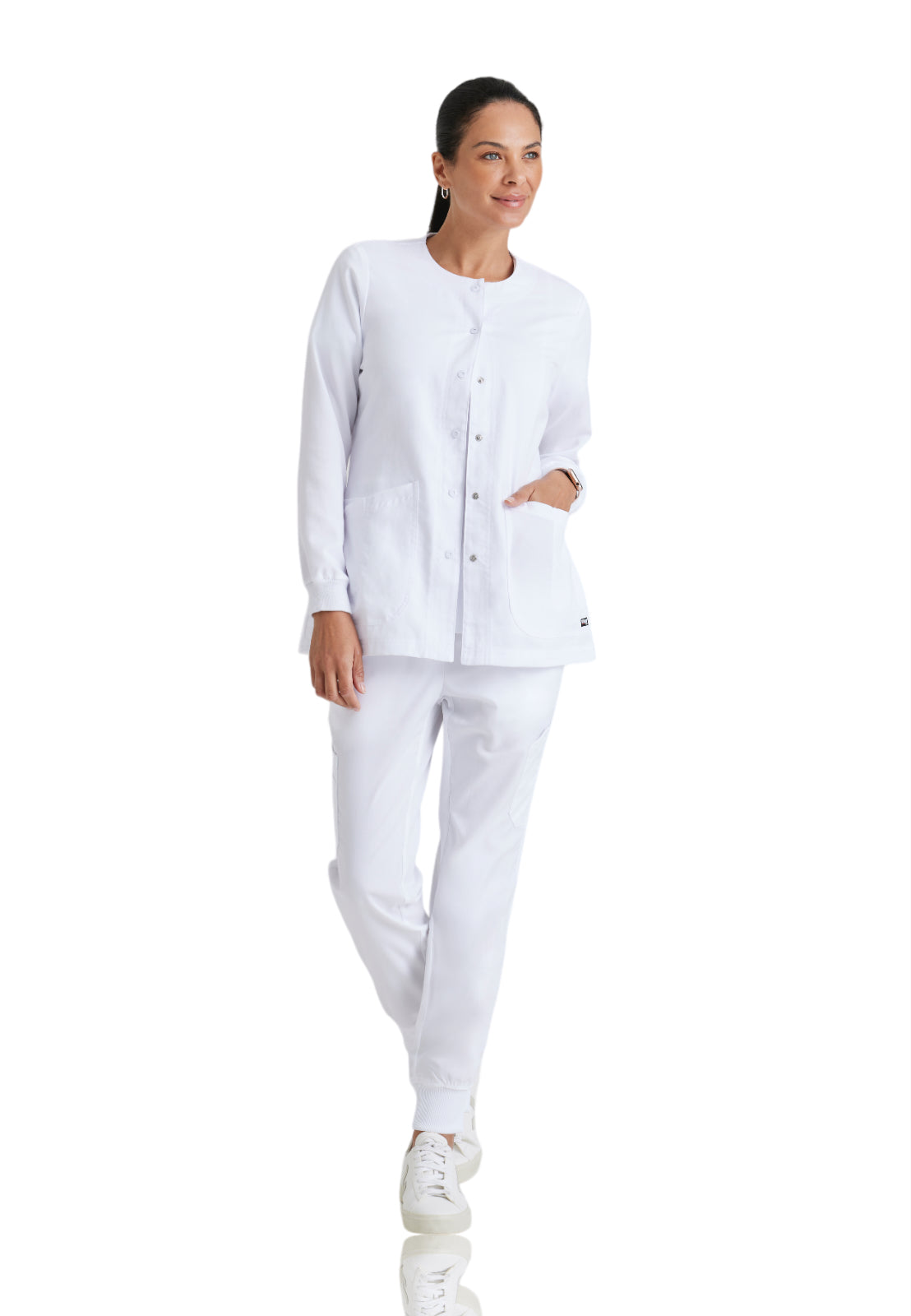 Women's Round Neck Jamie Warm Up Jacket - 4450 - White