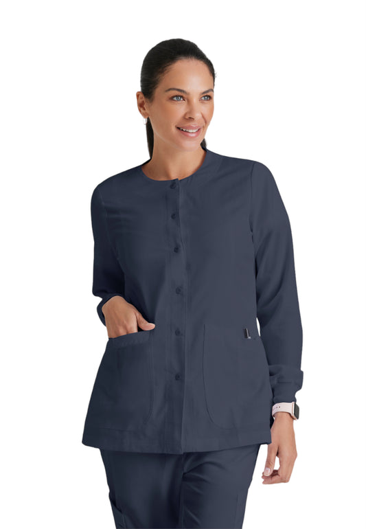 Women's Round Neck Jamie Warm Up Jacket - 4450 - Steel