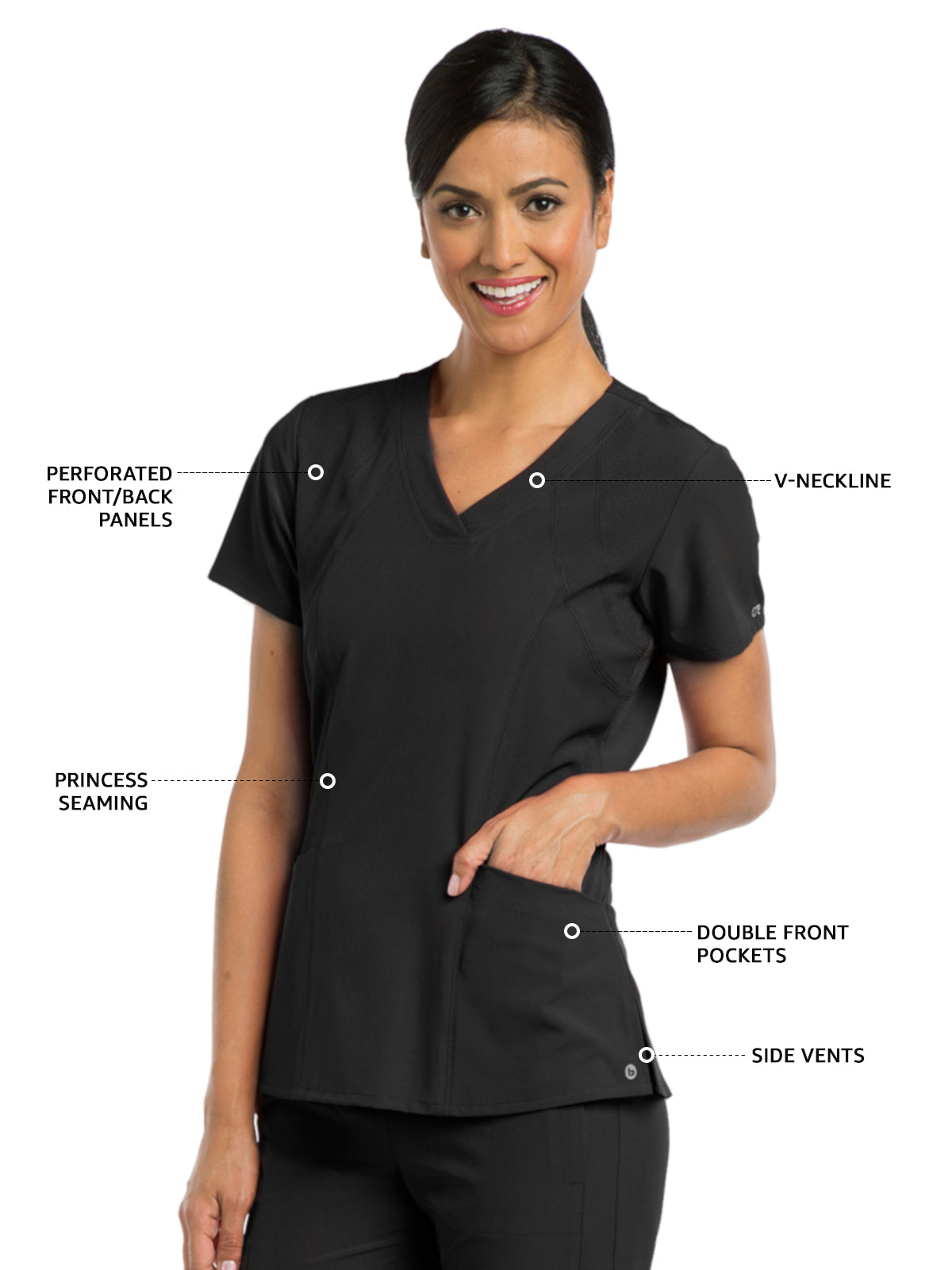 Women's V-Neck Racer Top - 5105 - Black