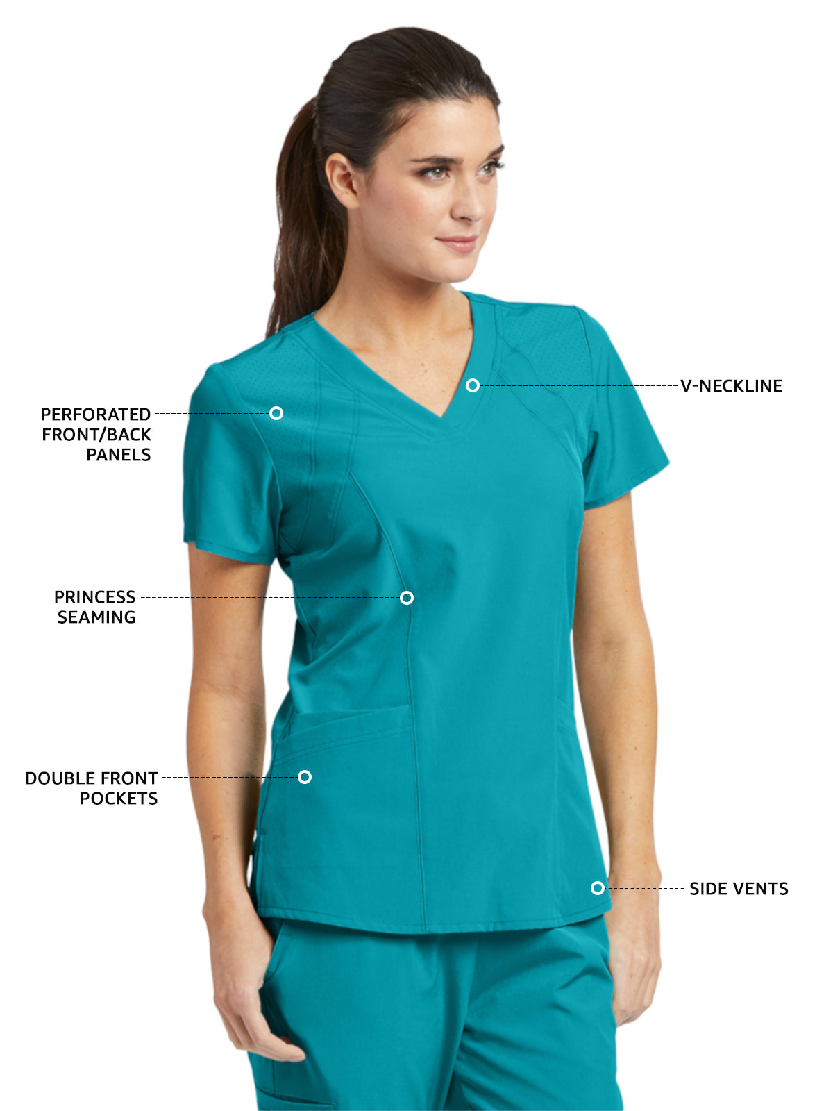 Women's V-Neck Racer Top - 5105 - Teal