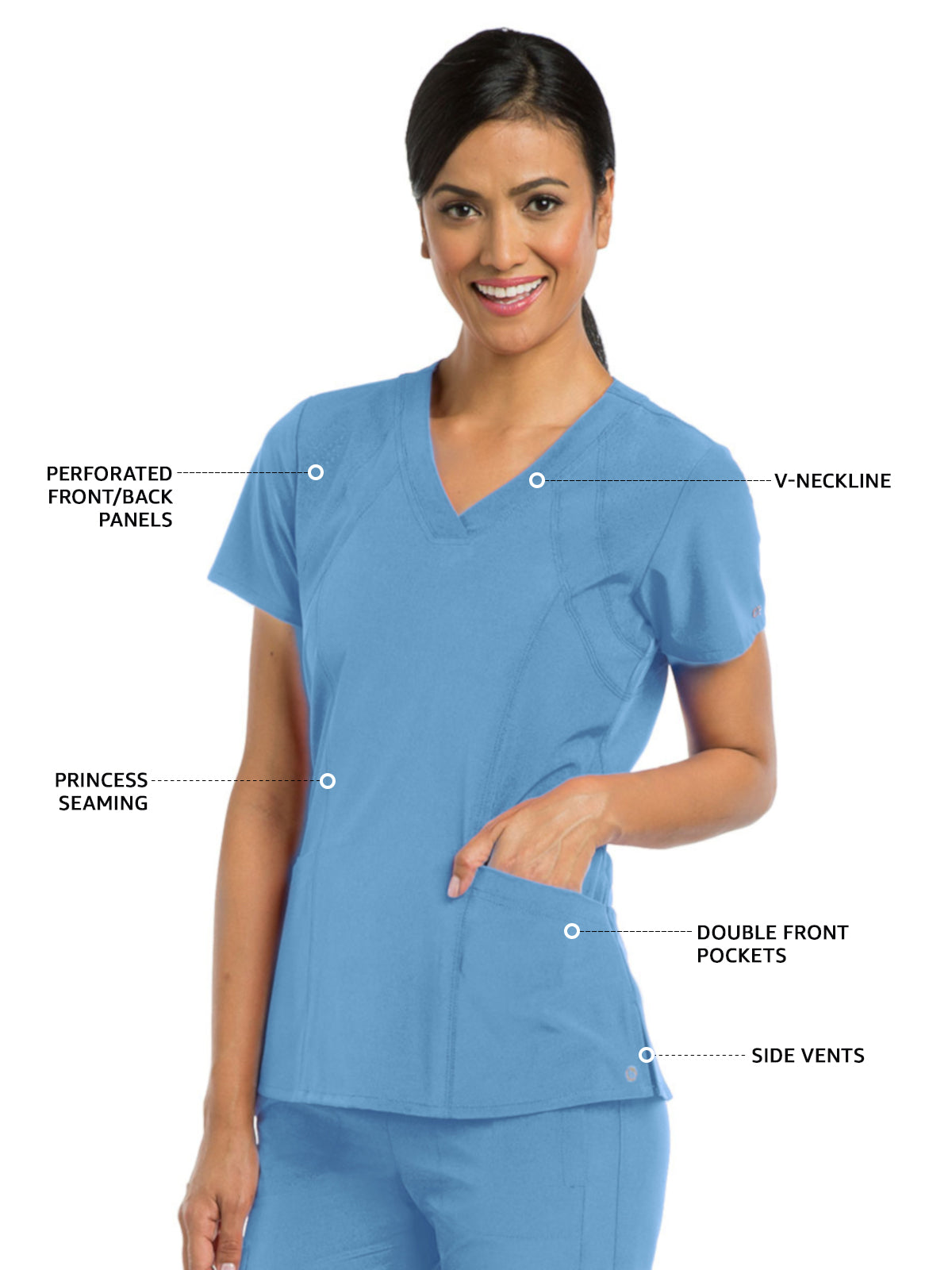 Women's V-Neck Racer Top - 5105 - Ciel Blue