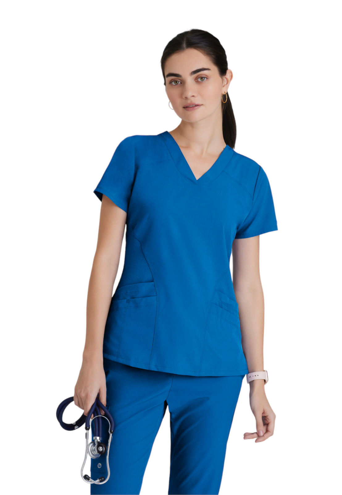 Women's V-Neck Pulse Top - 5106 - New Royal