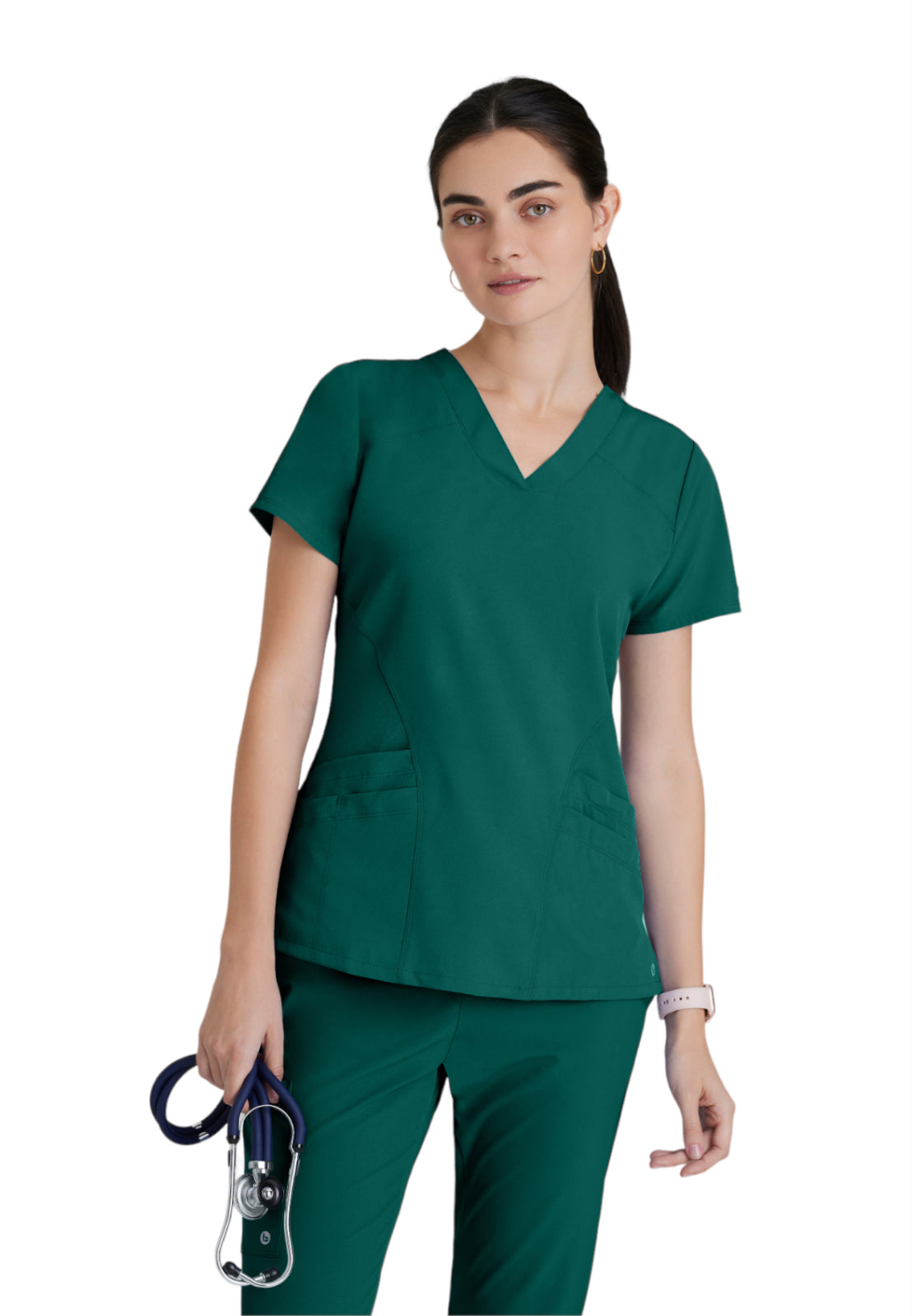 Women's V-Neck Pulse Top - 5106 - Hunter Green