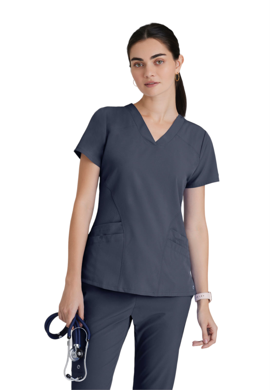 Women's V-Neck Pulse Top - 5106 - Steel