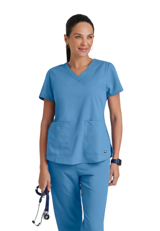 Women's V-Neck Aubrey Top - 71166 - Ciel Blue