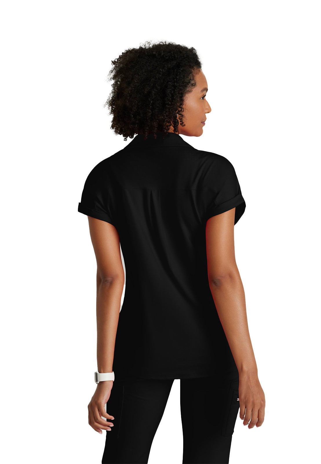 Women's 2 Pocket Zip Neck Dolman Top - BOT210 - Black