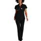 Women's 2 Pocket Zip Neck Dolman Top - BOT210 - Black
