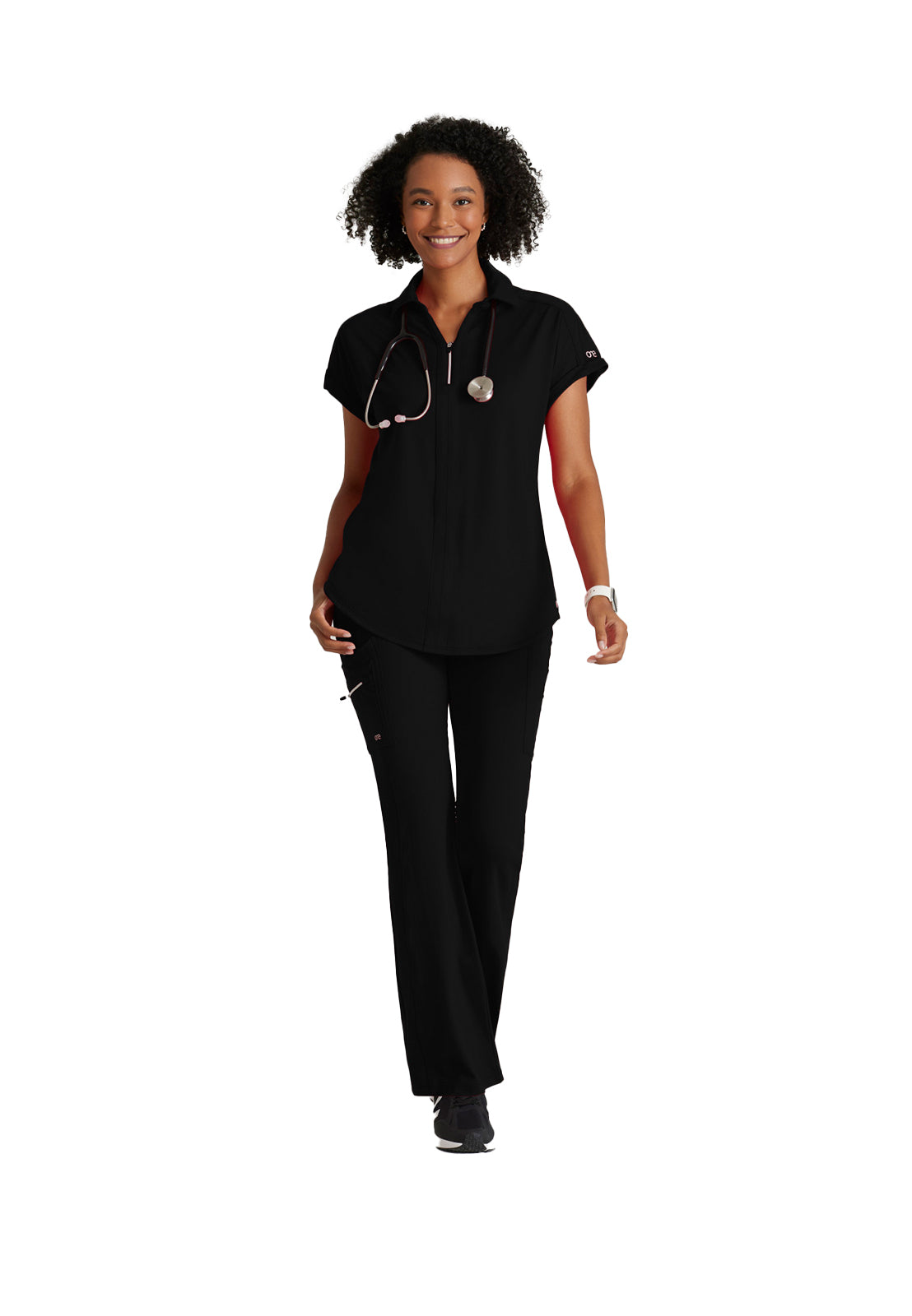 Women's 2 Pocket Zip Neck Dolman Top - BOT210 - Black