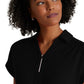 Women's 2 Pocket Zip Neck Dolman Top - BOT210 - Black