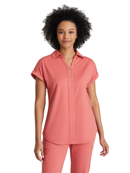 Women's 2 Pocket Zip Neck Dolman Top - BOT210 - Ginger Rose