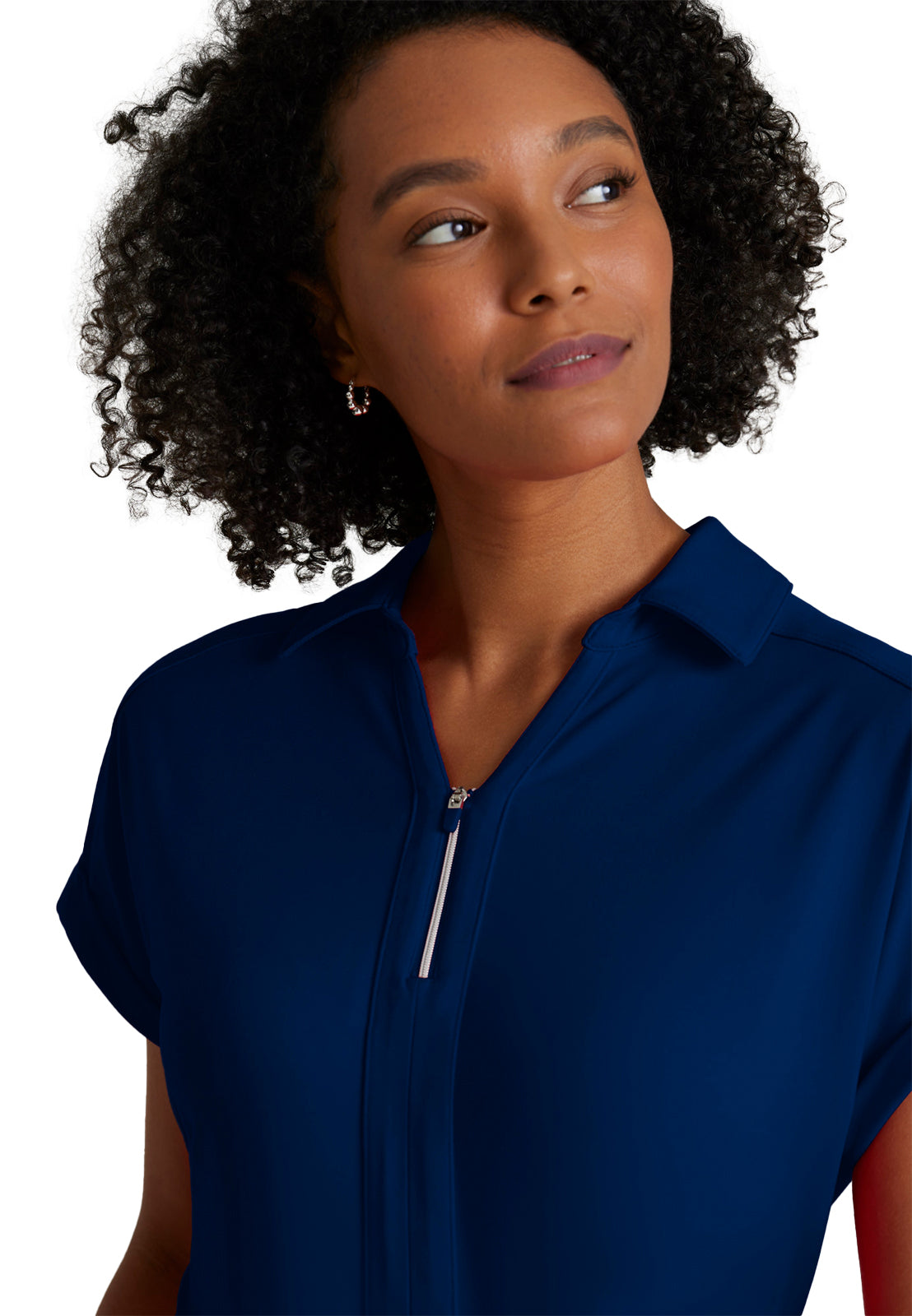 Women's 2 Pocket Zip Neck Dolman Top - BOT210 - Indigo (Navy)