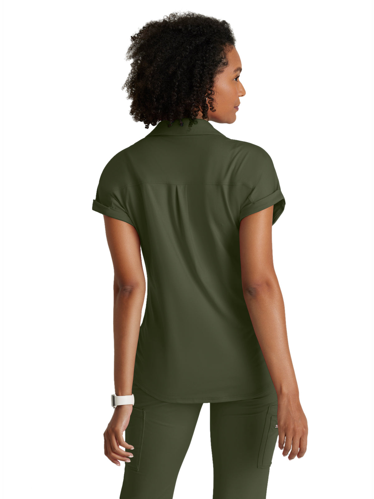 Women's 2 Pocket Zip Neck Dolman Top - BOT210 - Olive