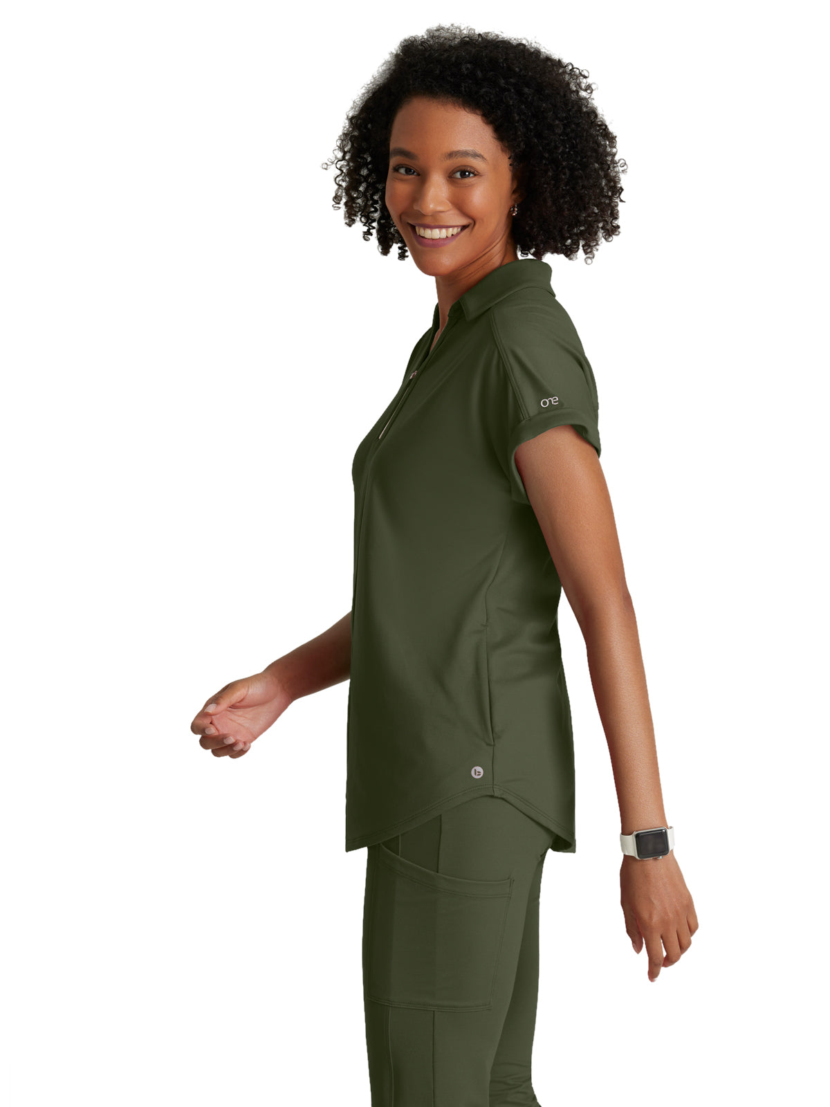 Women's 2 Pocket Zip Neck Dolman Top - BOT210 - Olive