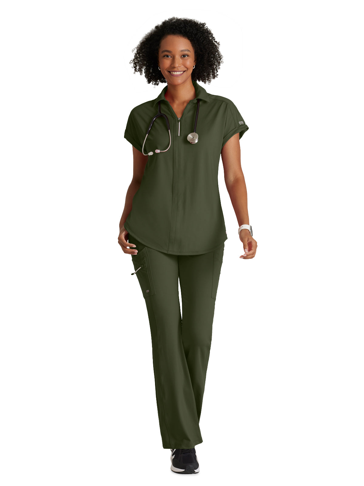 Women's 2 Pocket Zip Neck Dolman Top - BOT210 - Olive