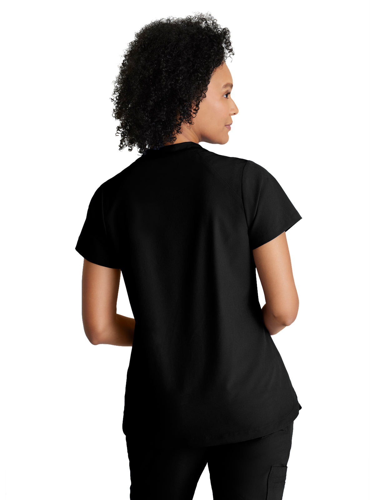 Women's 2 Pocket Banded Zip Collar Flux Top - BOT216 - Black
