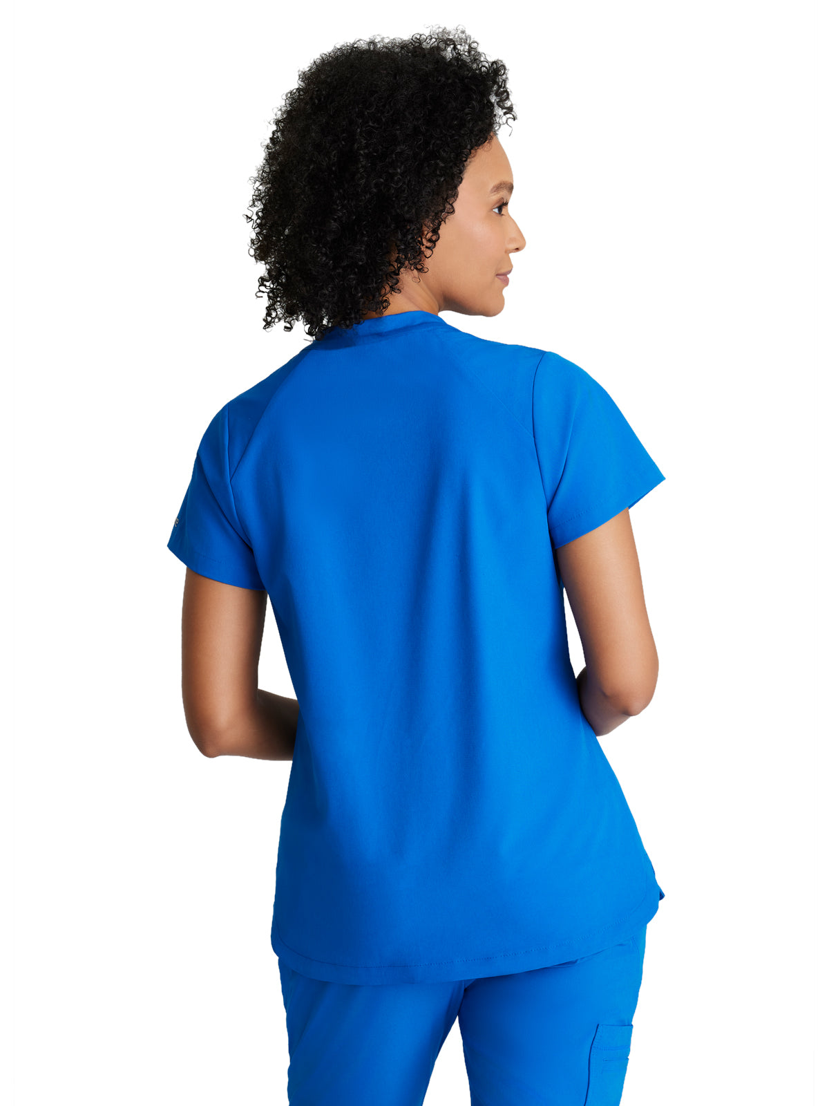 Women's 2 Pocket Banded Zip Collar Flux Top - BOT216 - New Royal