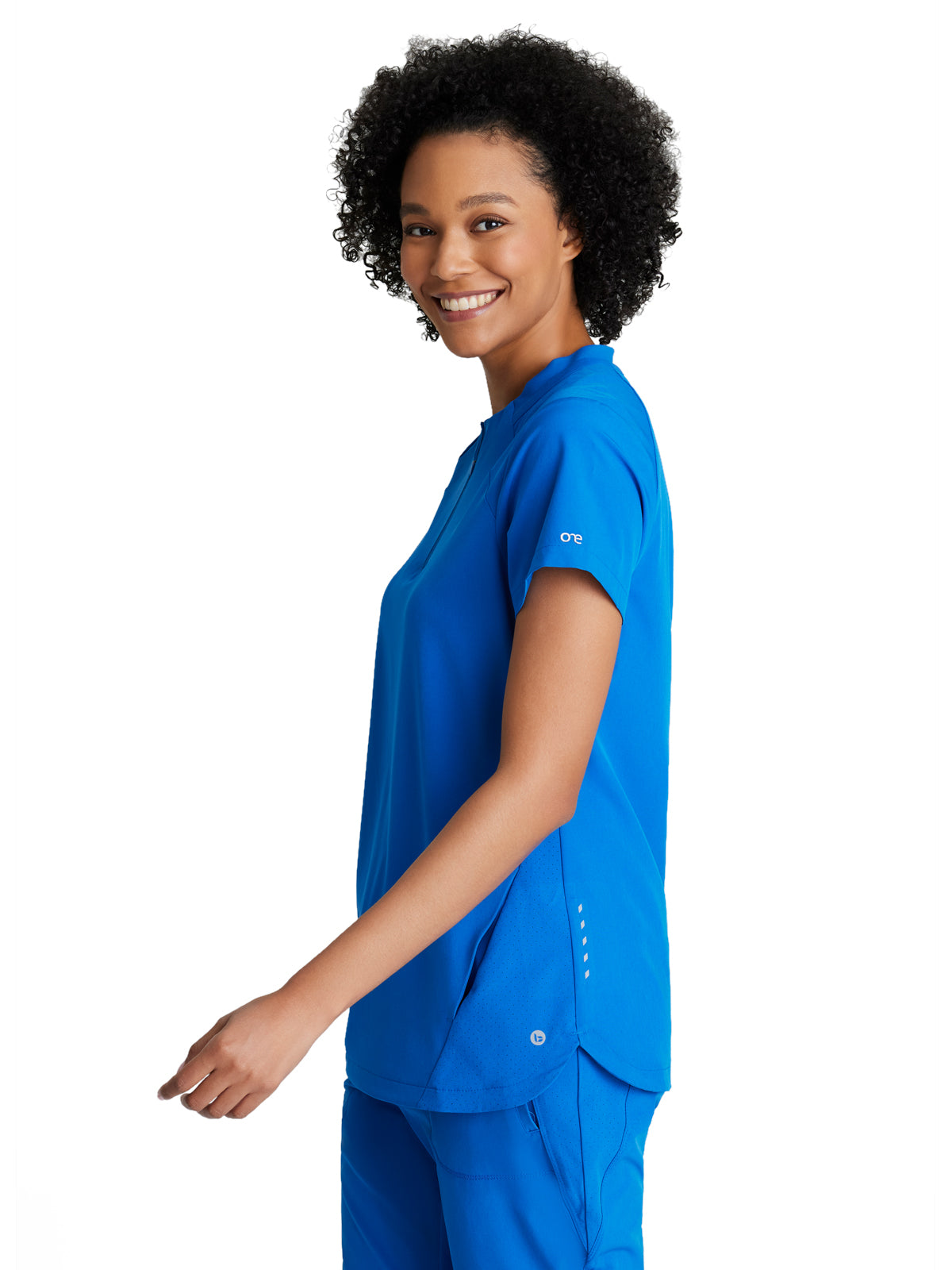 Women's 2 Pocket Banded Zip Collar Flux Top - BOT216 - New Royal
