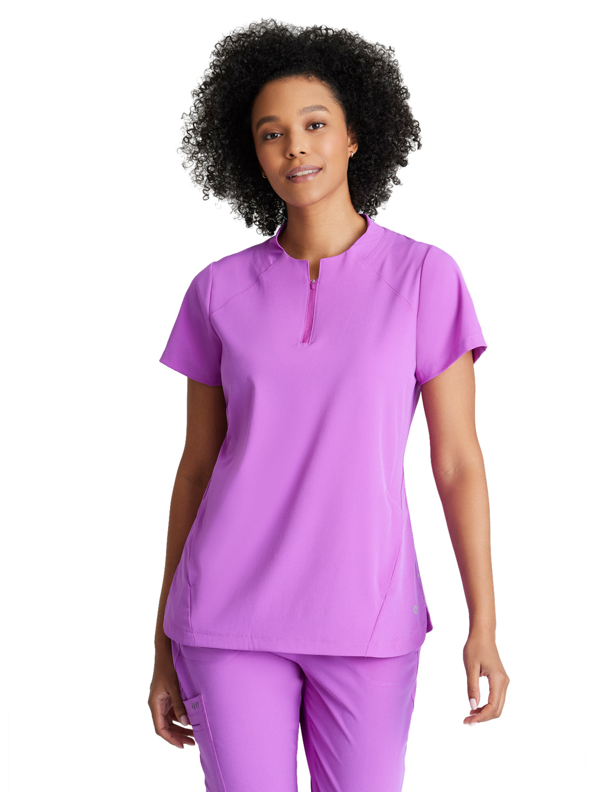Women's 2 Pocket Banded Zip Collar Flux Top - BOT216 - Helio Purple