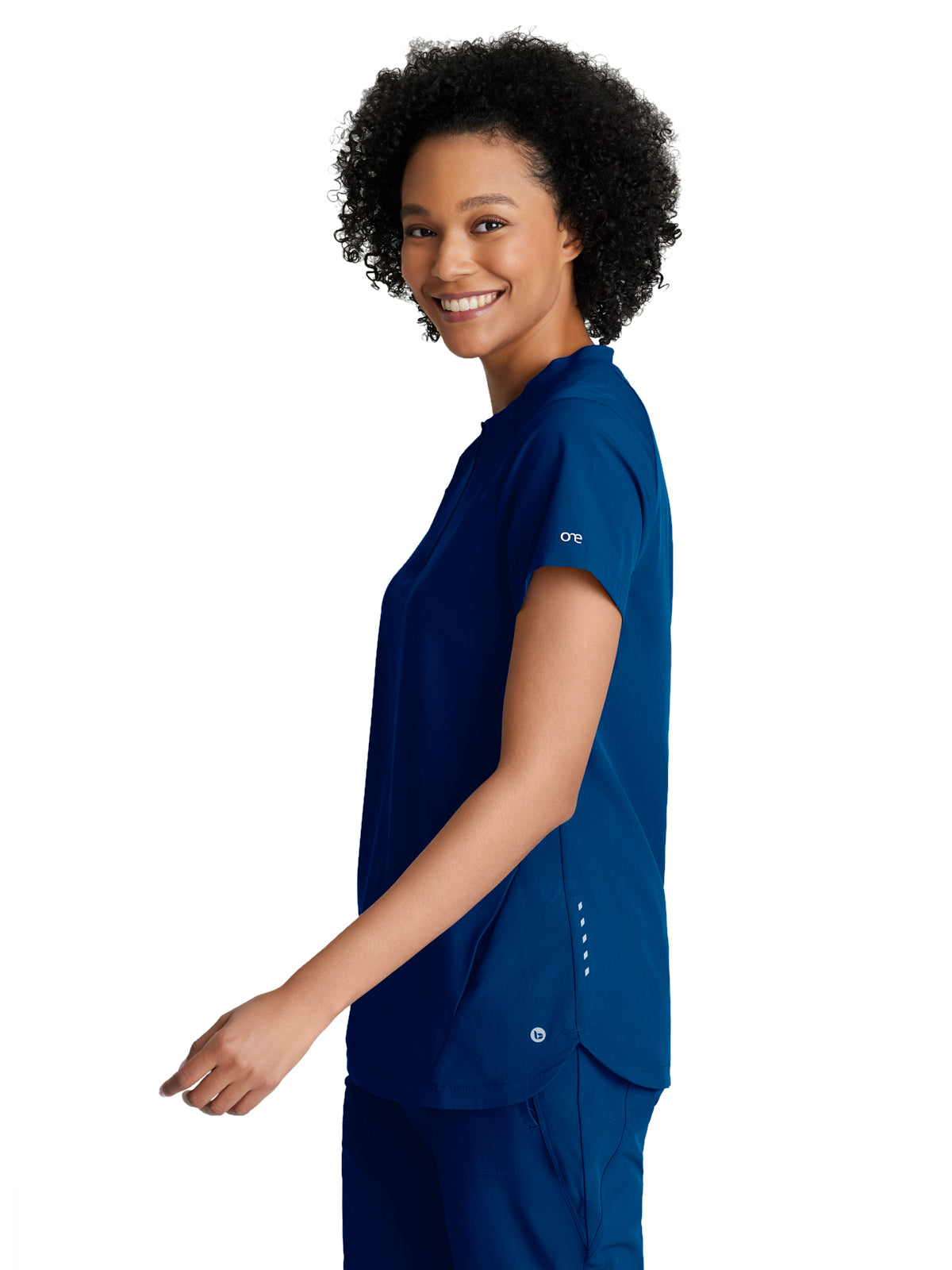Women's 2 Pocket Banded Zip Collar Flux Top - BOT216 - Indigo (Navy)