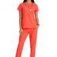 Women's 2 Pocket Banded Zip Collar Flux Top - BOT216 - Neon Flame