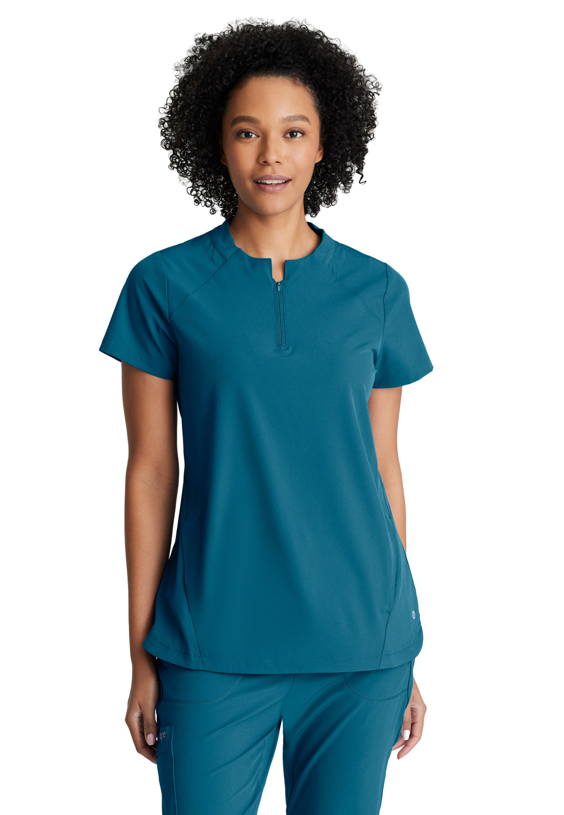 Women's 2 Pocket Banded Zip Collar Flux Top - BOT216 - Bahama