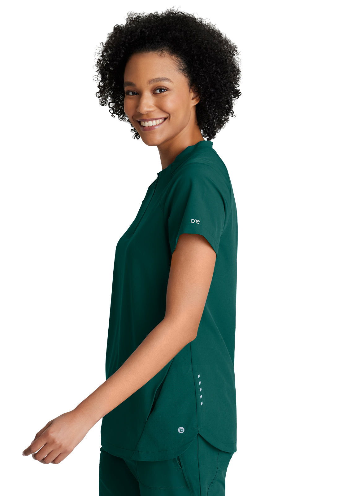 Women's 2 Pocket Banded Zip Collar Flux Top - BOT216 - Hunter Green