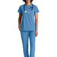Women's 2 Pocket Banded Zip Collar Flux Top - BOT216 - Ciel Blue