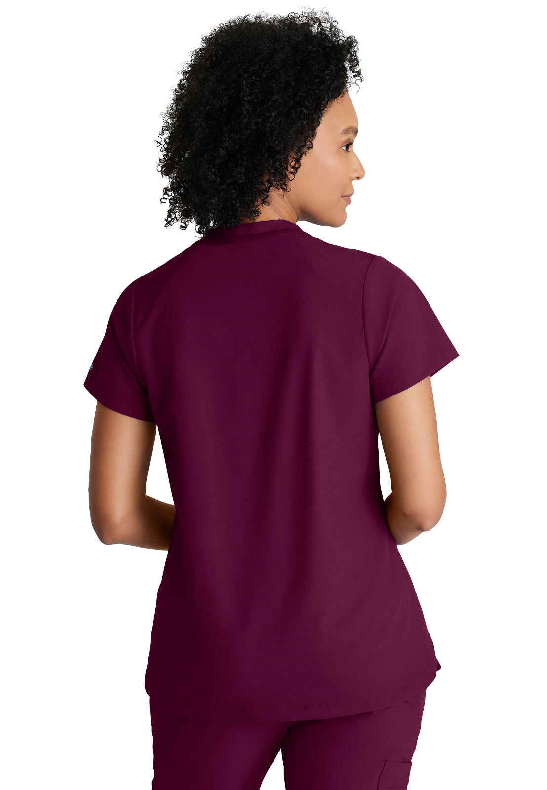 Women's 2 Pocket Banded Zip Collar Flux Top - BOT216 - Wine