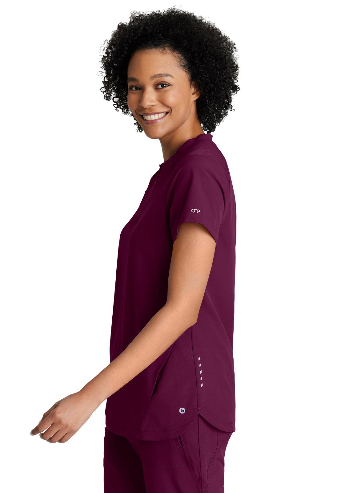 Women's 2 Pocket Banded Zip Collar Flux Top - BOT216 - Wine