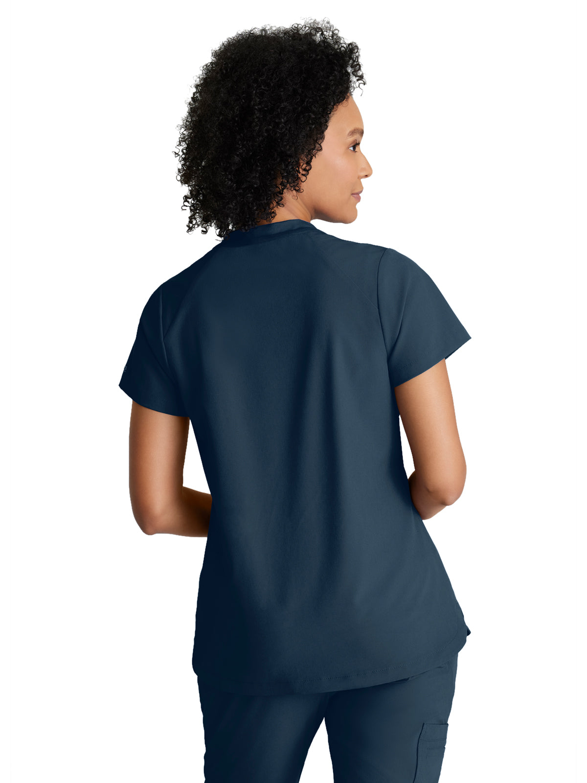 Women's 2 Pocket Banded Zip Collar Flux Top - BOT216 - Steel