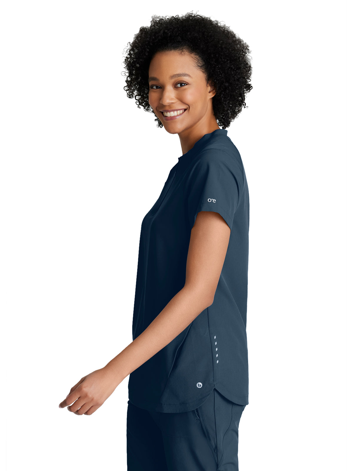 Women's 2 Pocket Banded Zip Collar Flux Top - BOT216 - Steel