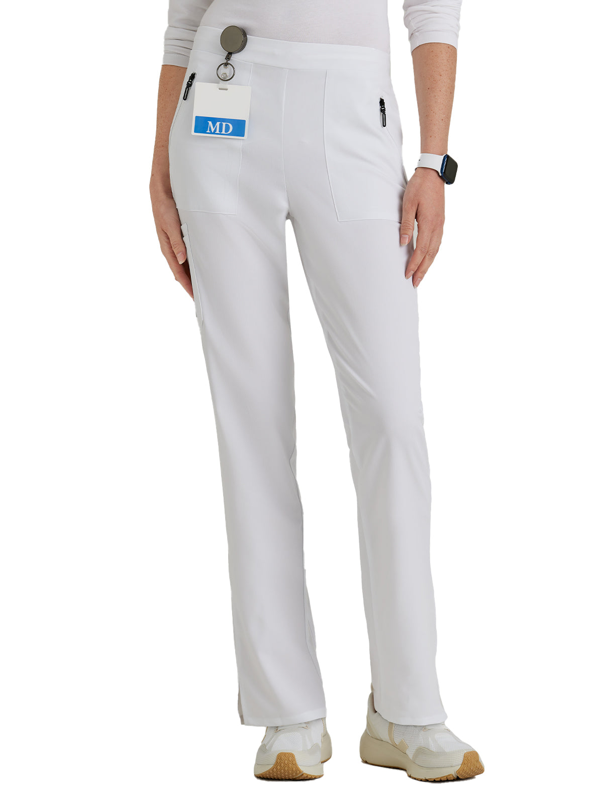 Women's Flat Front Waistband Pant - BUP601 - White