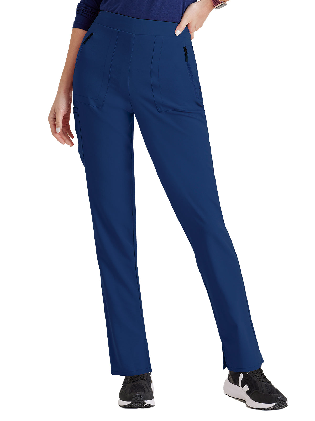Women's Flat Front Waistband Pant - BUP601 - Indigo (Navy)
