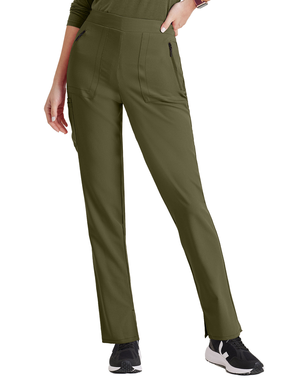 Women's Flat Front Waistband Pant - BUP601 - Olive