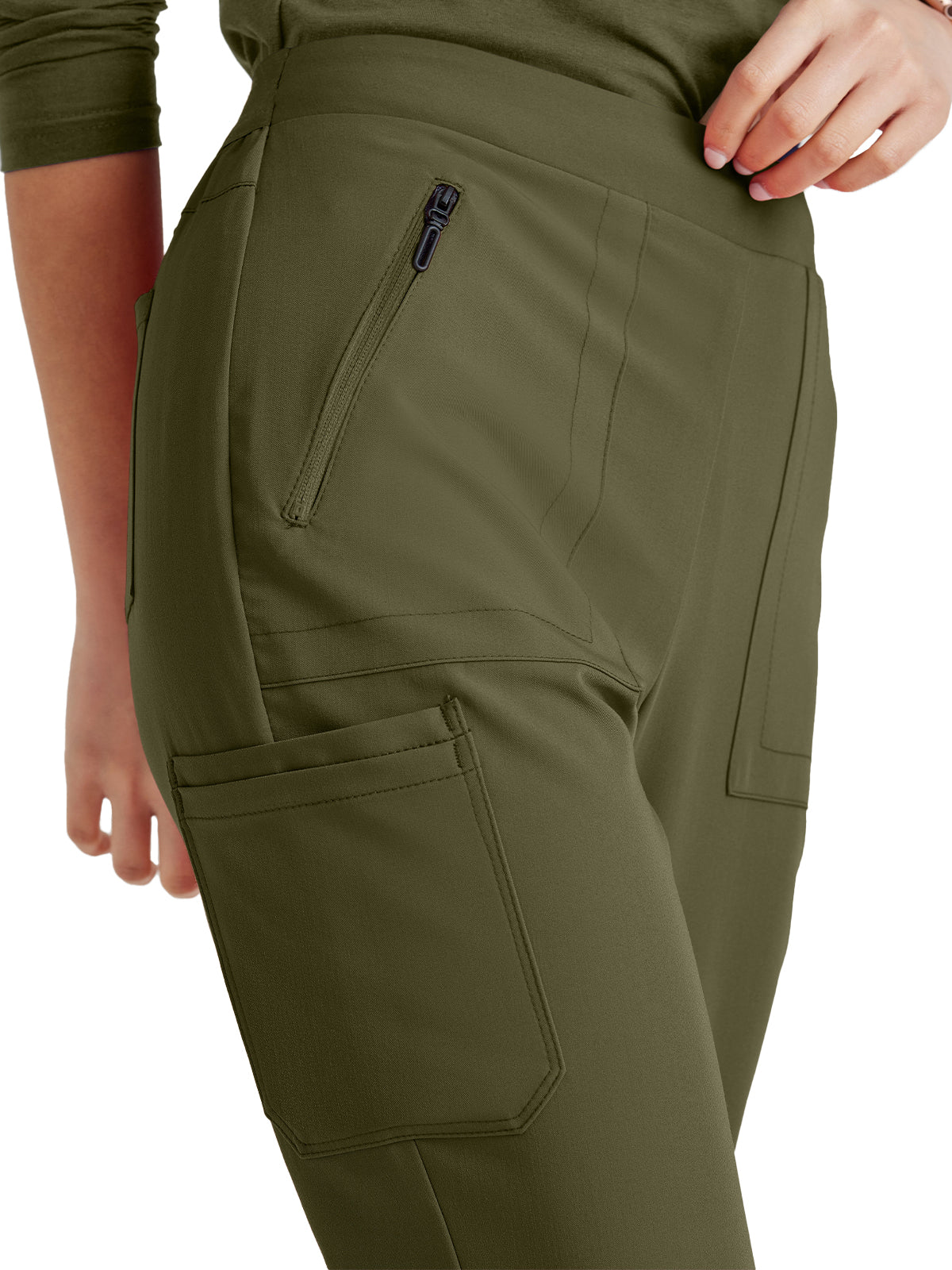 Women's Flat Front Waistband Pant - BUP601 - Olive