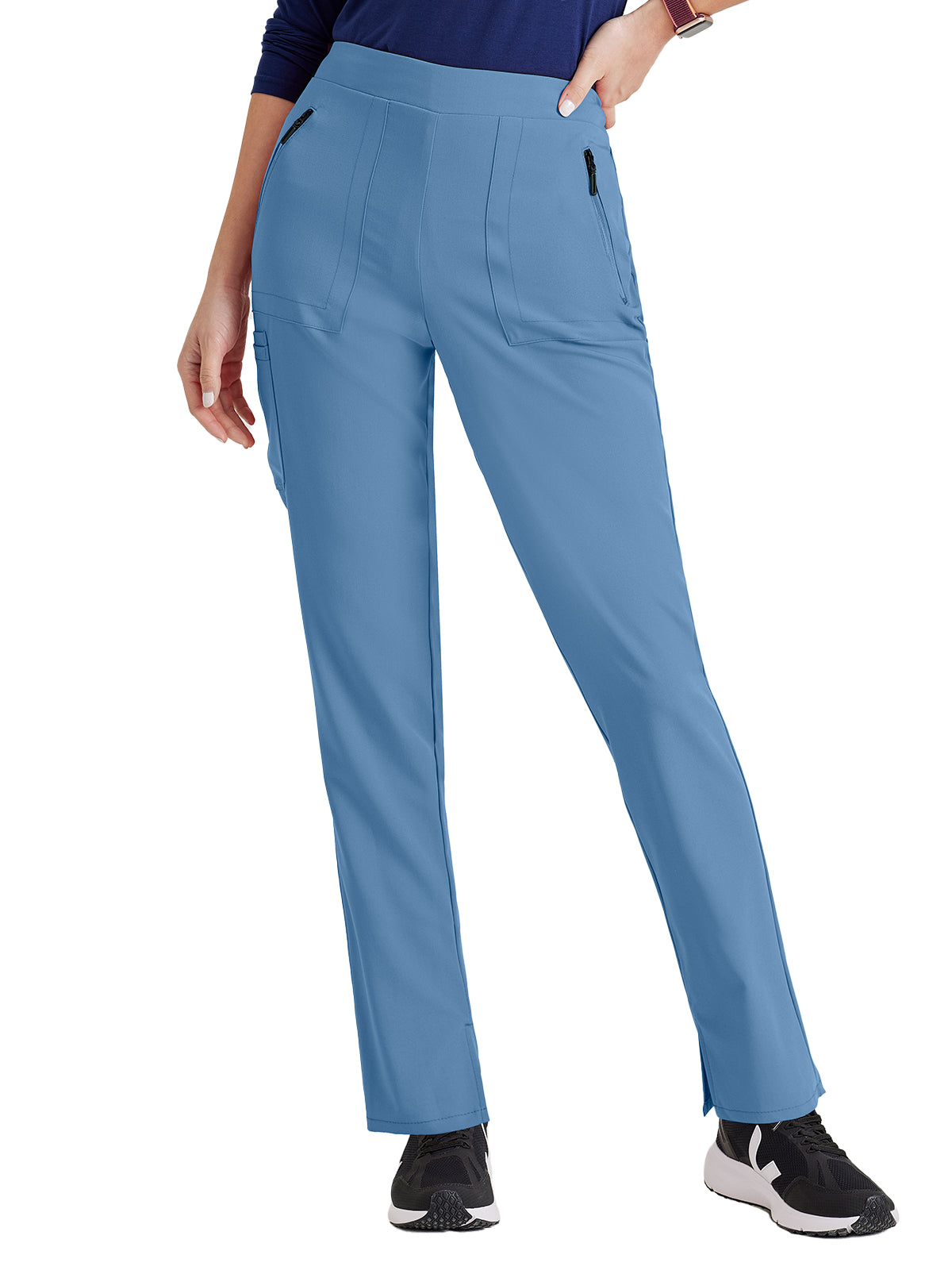 Women's Flat Front Waistband Pant - BUP601 - Ciel Blue