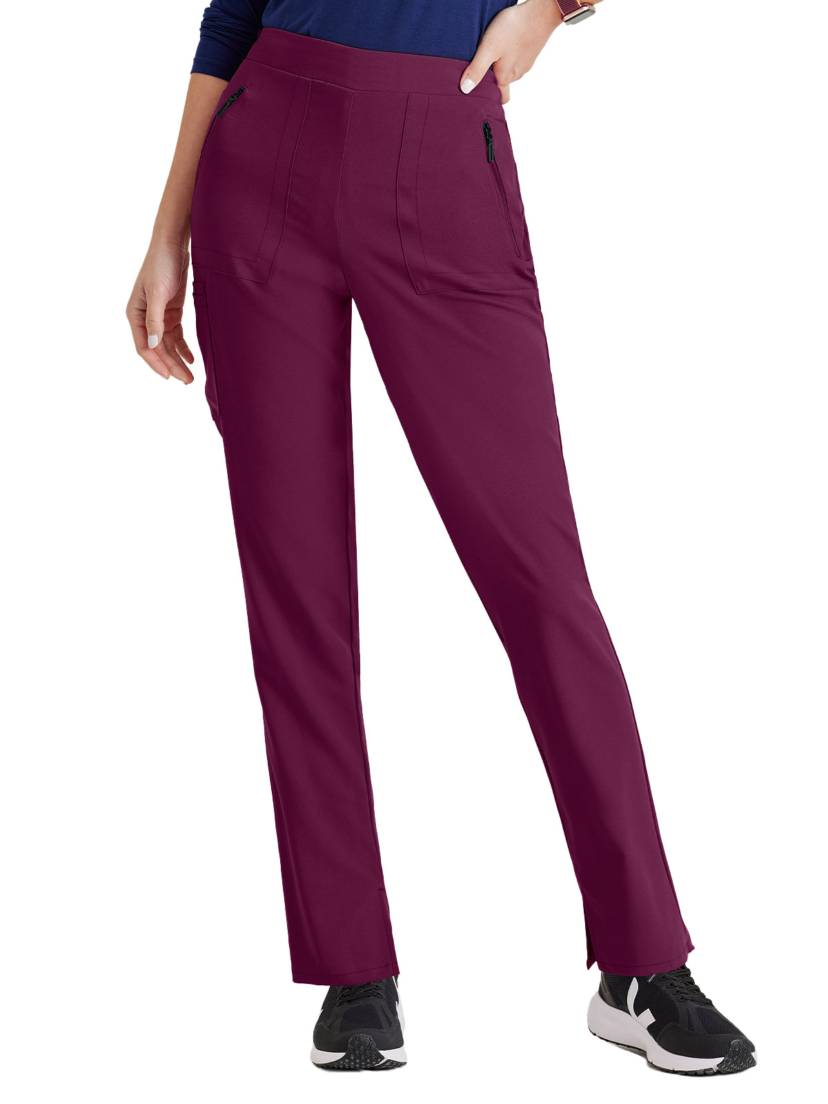 Women's Flat Front Waistband Pant - BUP601 - Wine