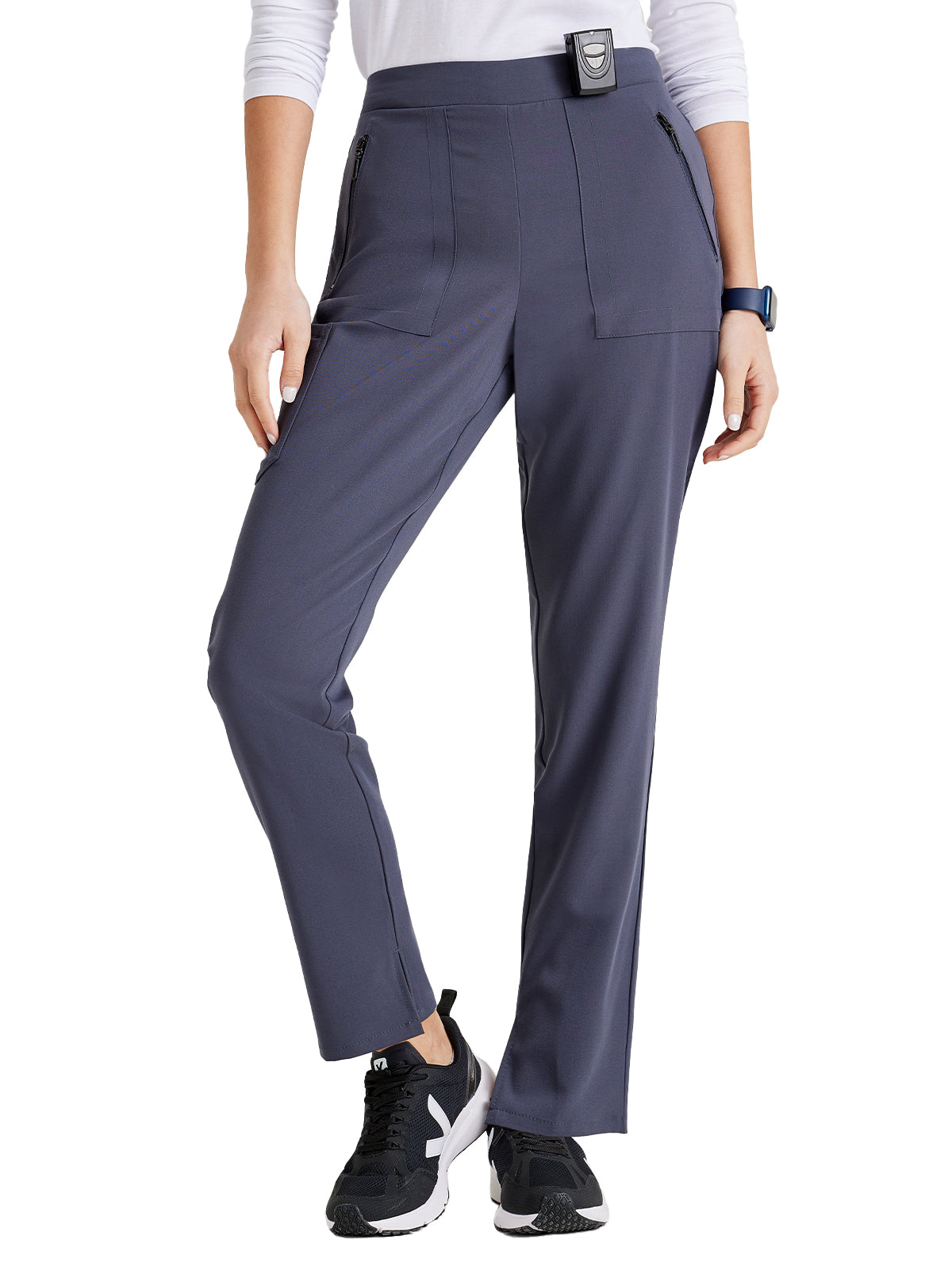 Women's Flat Front Waistband Pant - BUP601 - Steel
