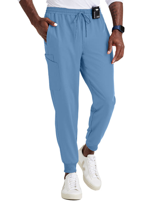 Men's Rib Cuff Jogger Style Pant - BUP602 - Ciel Blue