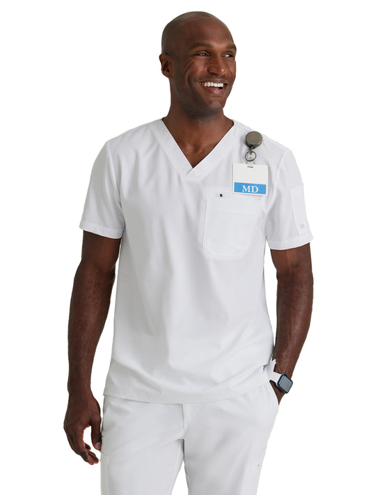 Men's Classic V-Neck Top - BUT153 - White