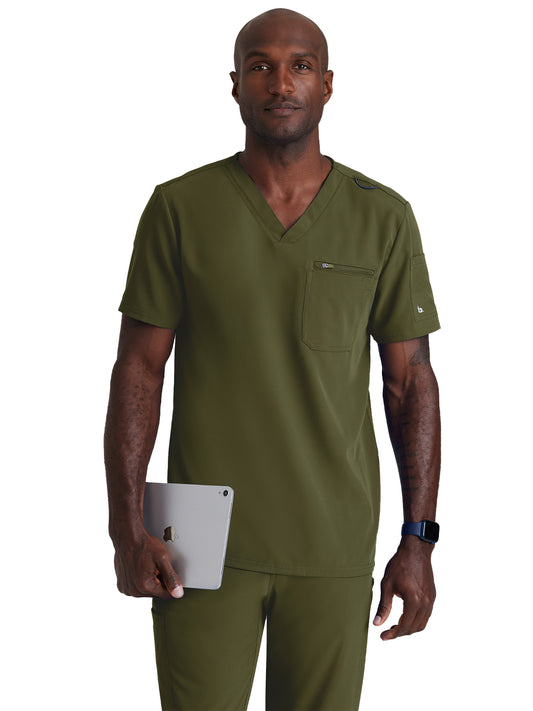 Men's Classic V-Neck Top - BUT153 - Olive
