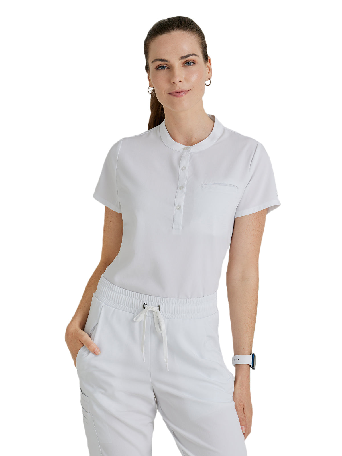Women's Henley Style Top - BUT163 - White