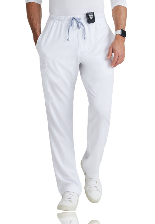 Men's Elastic Waistband With Contrast Drawcord Evan Pant - GRP558 - White