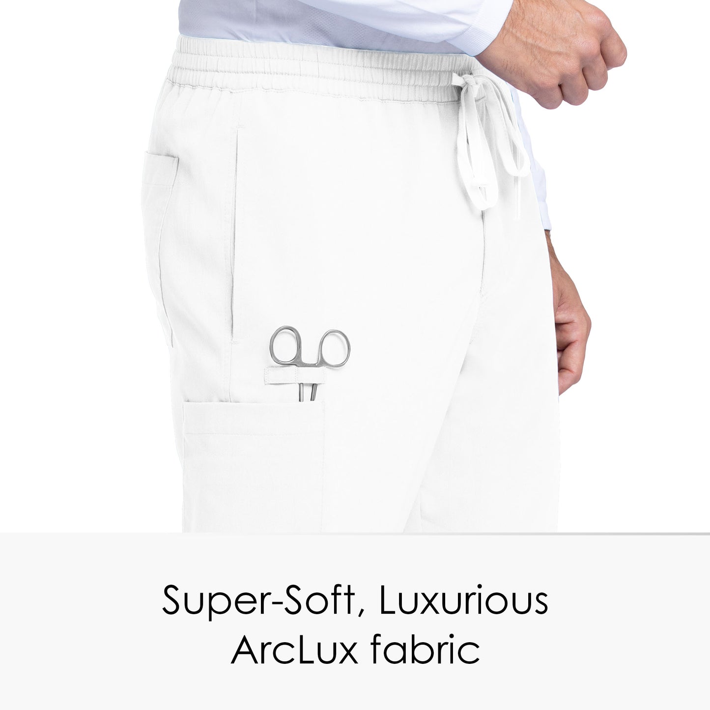 Men's Elastic Waistband With Contrast Drawcord Evan Pant - GRP558 - White