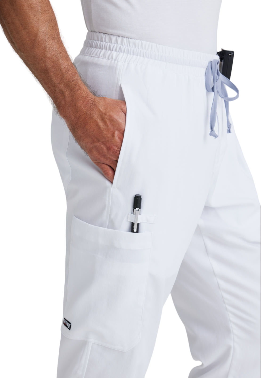 Men's Elastic Waistband With Contrast Drawcord Evan Pant - GRP558 - White