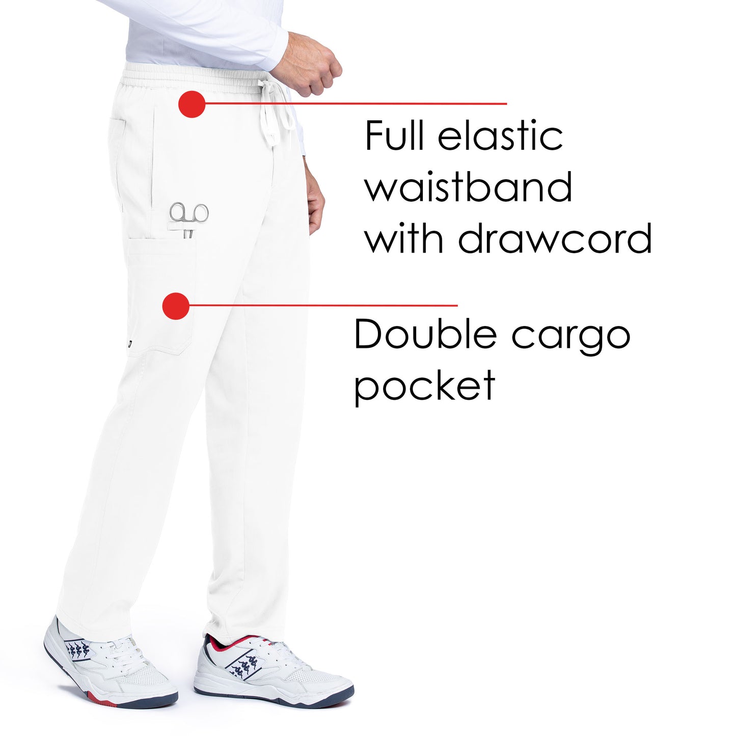 Men's Elastic Waistband With Contrast Drawcord Evan Pant - GRP558 - White