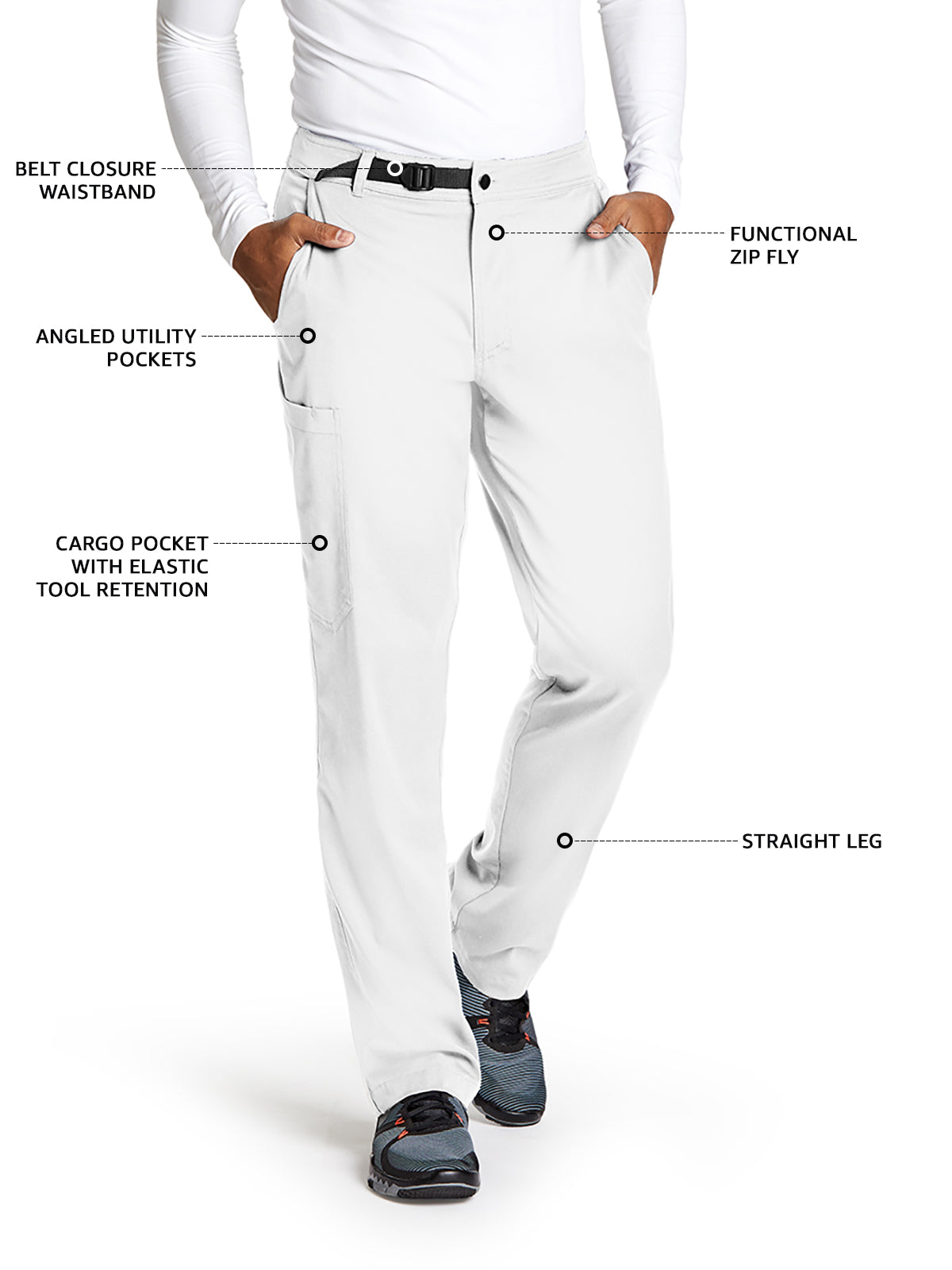 Men's Zip Fly Cargo Pant - GRSP507 - White