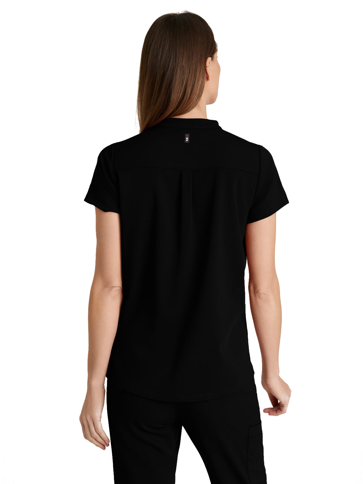 Women's 2 Pocket Banded Collar Avery Top - GRST230 - Black