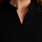 Women's 2 Pocket Banded Collar Avery Top - GRST230 - Black