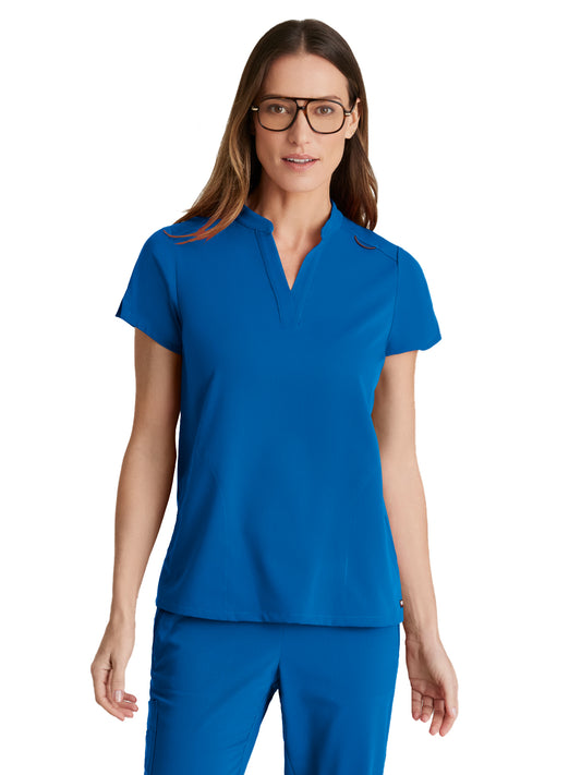 Women's 2 Pocket Banded Collar Avery Top - GRST230 - New Royal